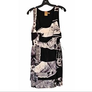 NWOT Ali Ro Black Silk Ruffle Dress